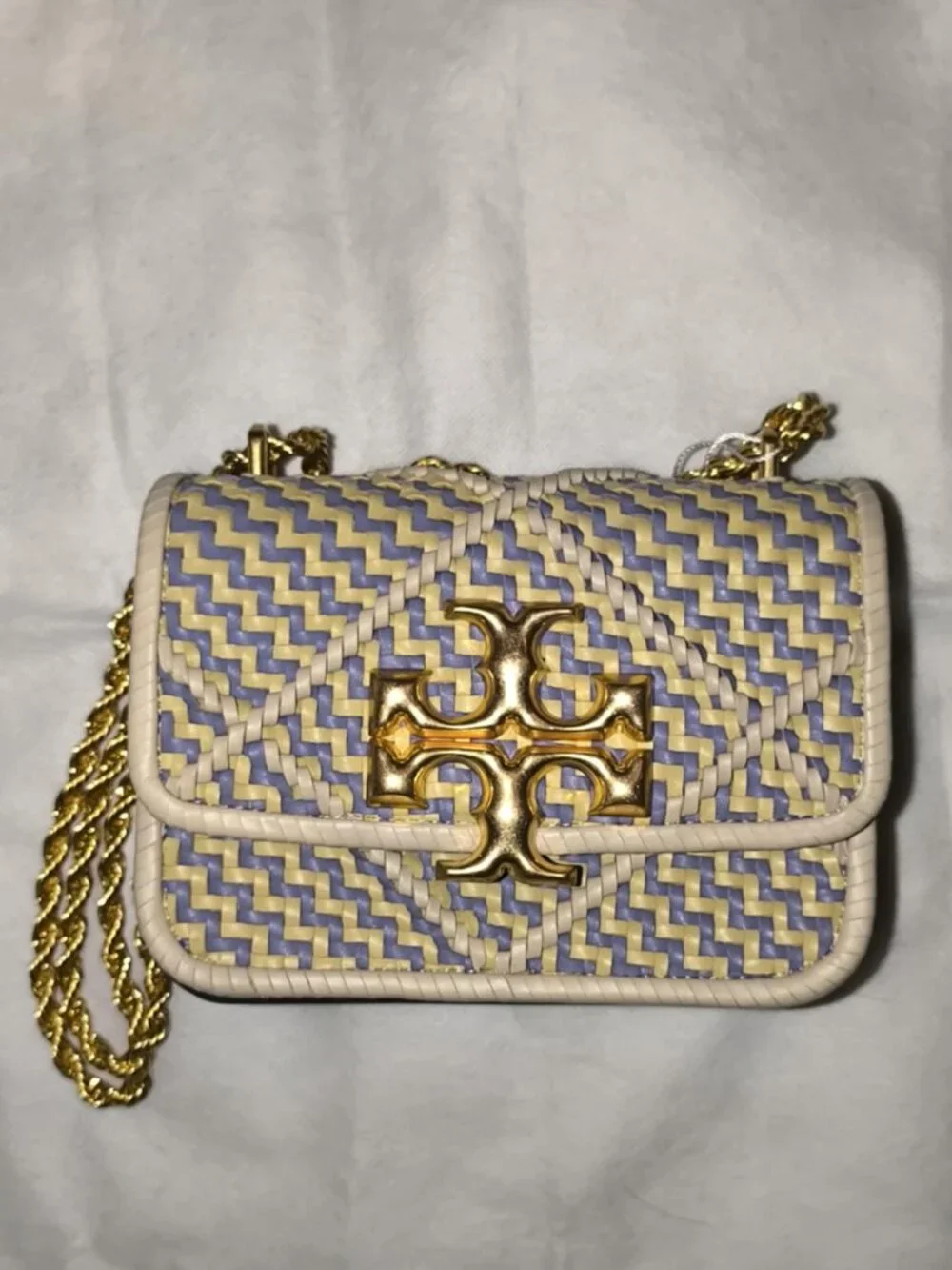 TORY BURCH Small Eleanor Diamond Woven Braided Leather Shoulder Bag